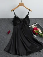 Summer Ice Silk Strap Sleepwear Thin Sexy Nightgown Loose Short Home Dress Women's Home Clothes Pure Color Sexy Home Style - Image 4