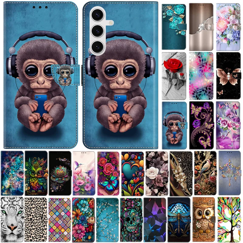 Stylish Painted Wallet Flip Phone Case - Colorful Book Cover