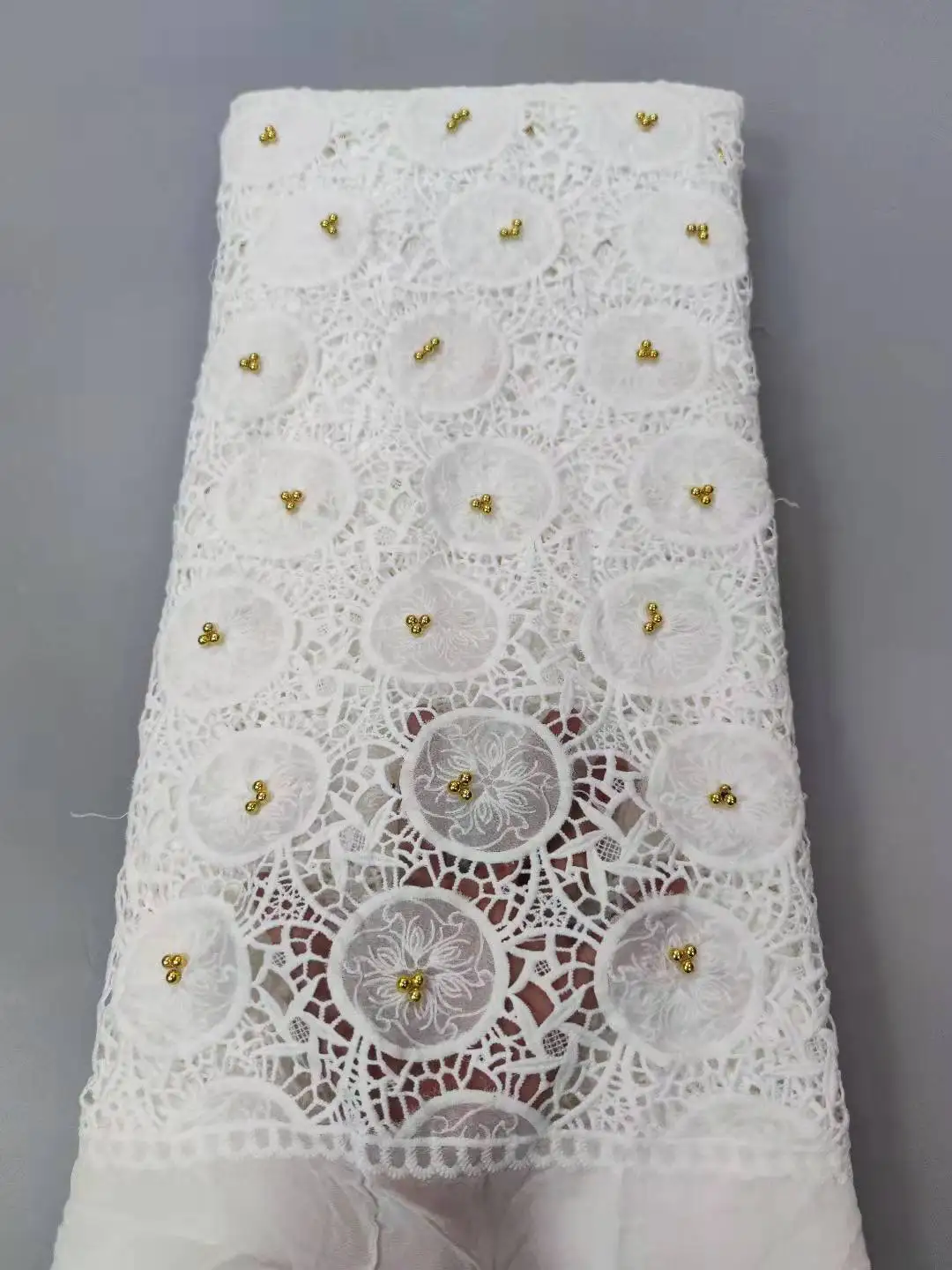 White Beaded African Lace Fabric 2022 High Quality Lace Nigerian