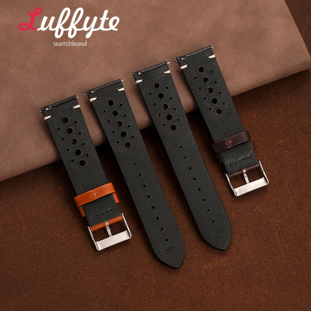 Calfskin Genuine Leather Quick Release Breathable Watchband