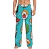 Custom Printed Men's Pajama Pants Cartoon Rolls Sushi Food Sleepwear Sleep Lounge Bottoms with Pockets 1