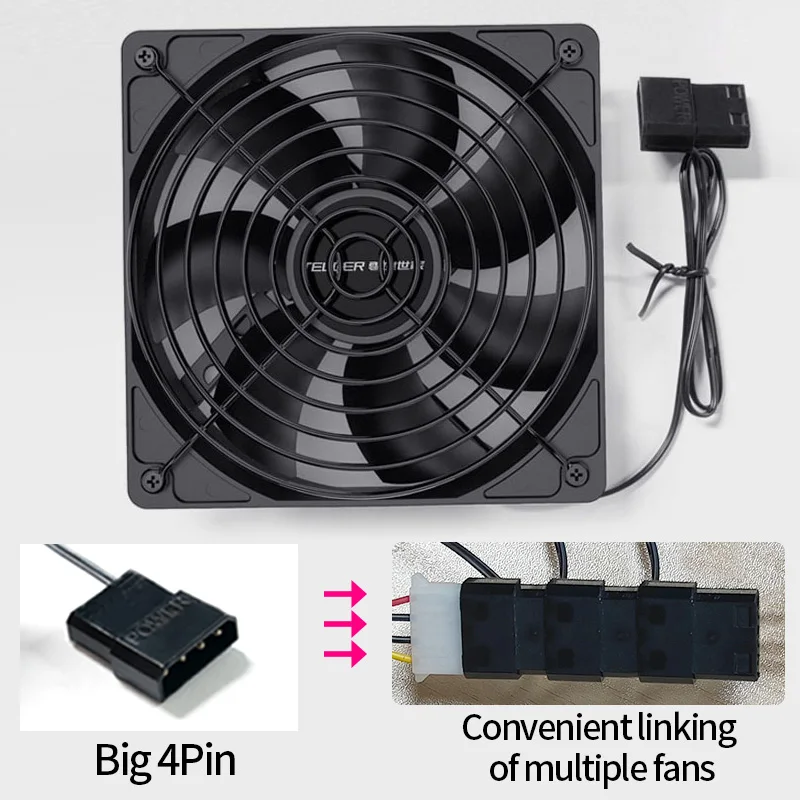 Teucer-high Velocidade Case Fan 12cm 3000rpm 12cm Chassis de Pinos Fonte de Alimentação Rolamento Hidráulico 12v 4pin Pwm Liquid Cooling Ventilator - Imagem 3