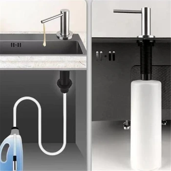 สแตนเลสอ่างล้างจานเครื่องจ่ายผงซักฟอกBuilt-in Design Kitchen Liquid Soap Dispenserหัวปั๊มมือกดLiquid Dispenser 2