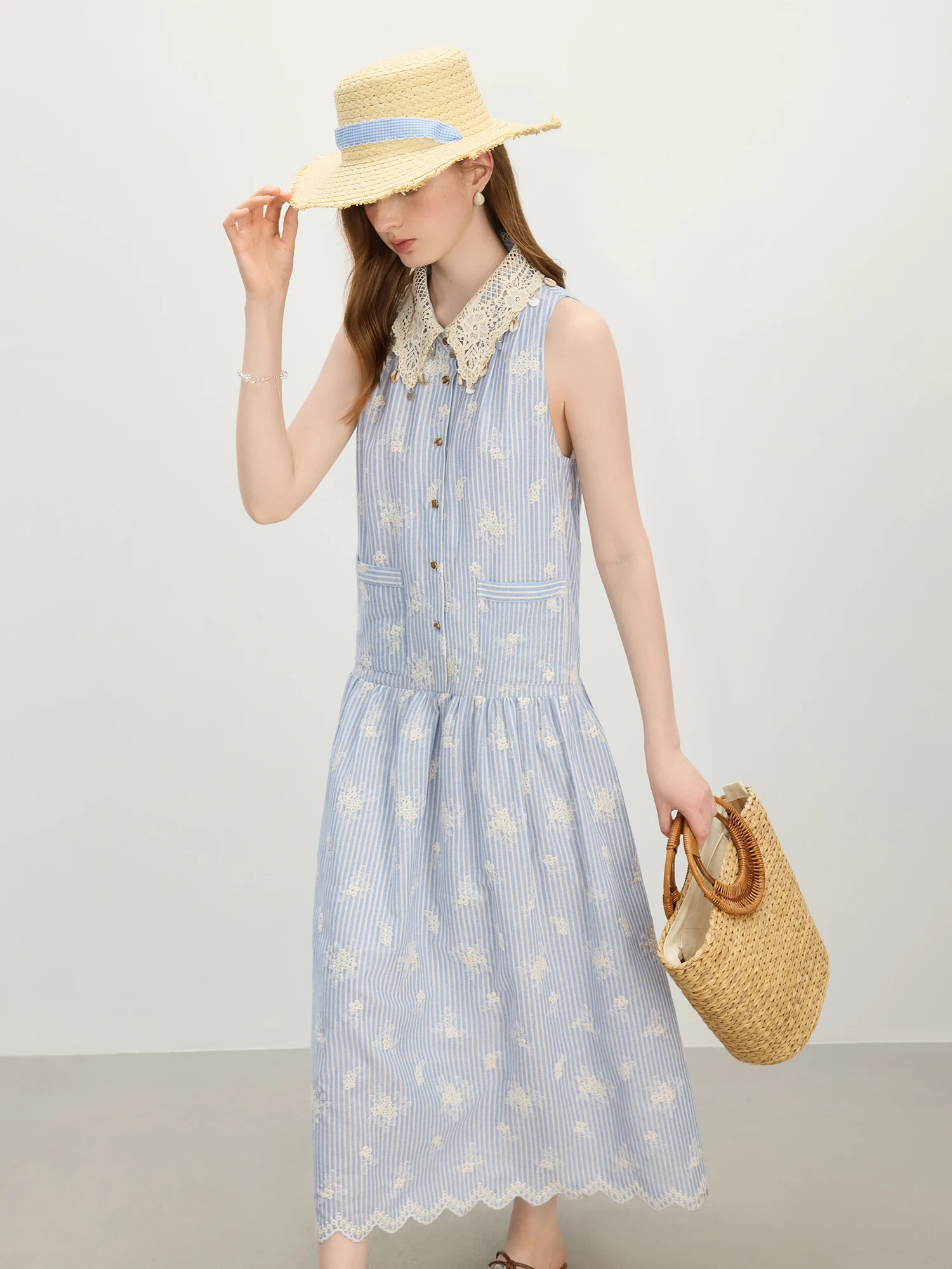 FSLE 2025 Summer New Design - Women's Beach Style Casual Resort Dress with  Premium Knit Blue Stripe Dresses 25FS12618 - AliExpress 200000345