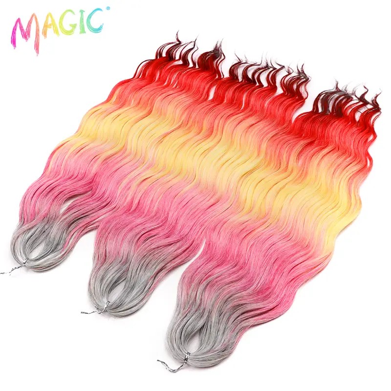 Anna Synthetic Hair 24 Inch Water Wave Braiding Hair Extensions Ombre Blonde Deep Wave Afro Curl Twist Crochet Hair for Women - Image 14