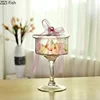 Minimalist European Tall Clear Glass Jar Cake Pan Candy Pots Tea Caddy Desk Decoration Dried Fruit Dessert Storage Jars with Lid 4