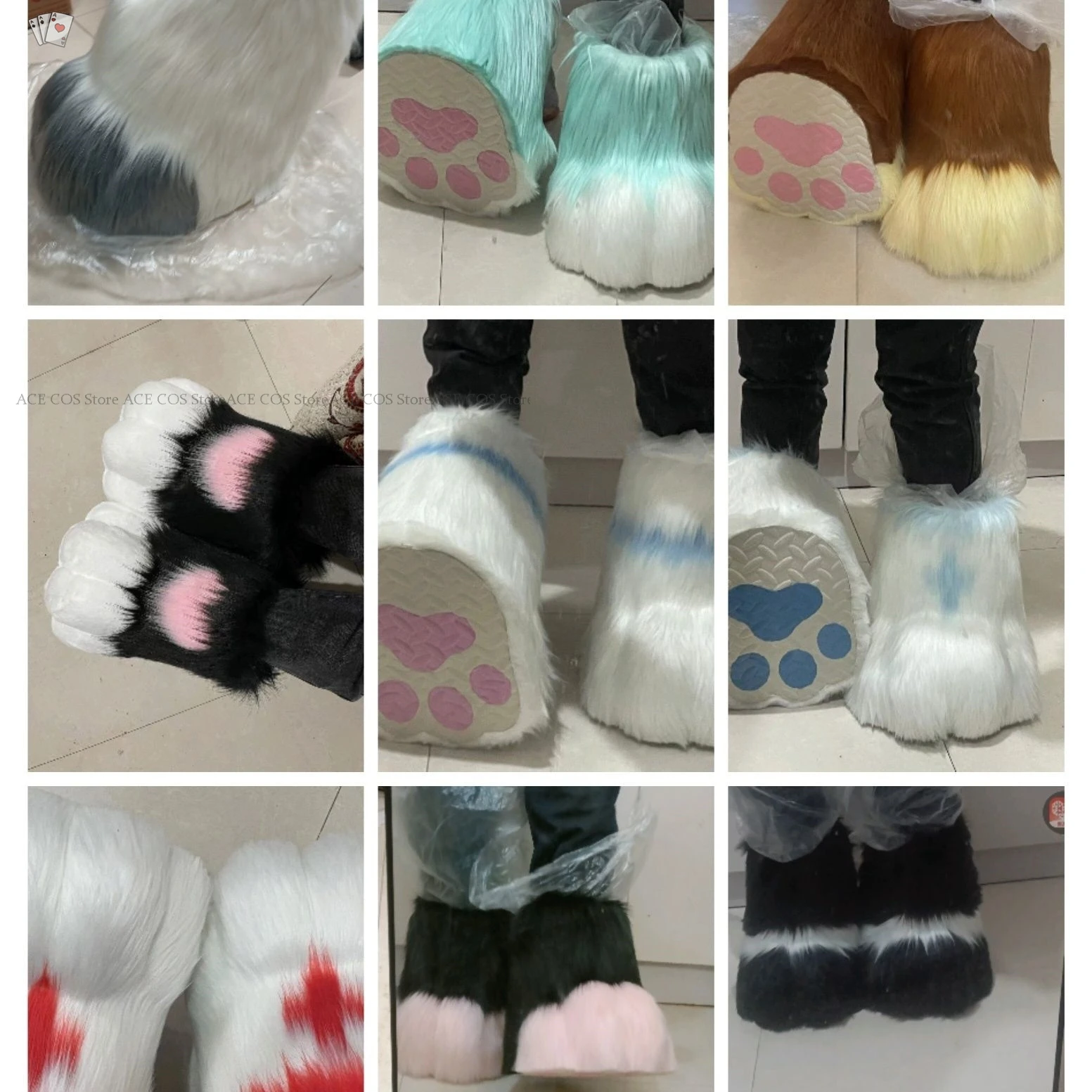 Fursuit-Cute Fluffy Animal Cosplay Shoes, Rubbit Cat Boots, Furry Cos Wearable Costume, Unisex Manga Party, Accessoires