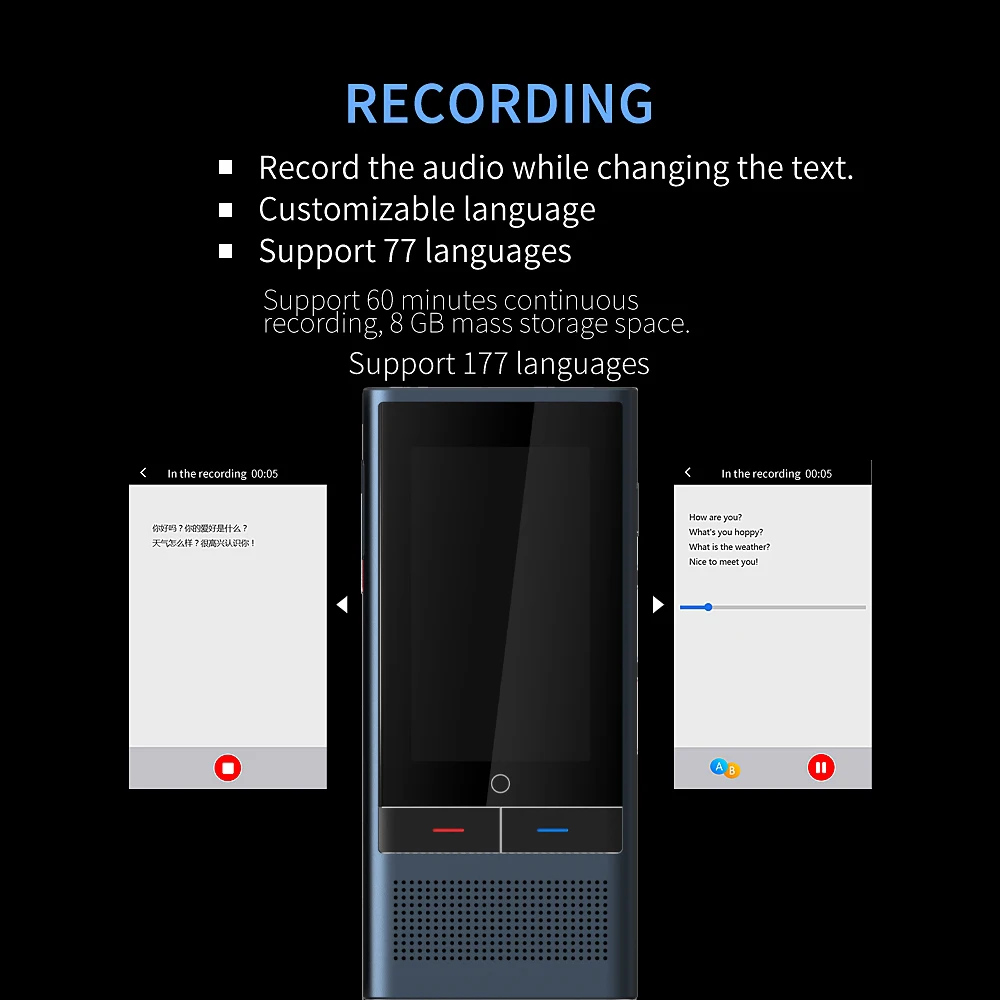 Z6 AI Voice Photo Translator 2.8" Touch Screen 4G WIFI 8GB Memory 2080mAh 77 Languages Travel Business OTG Translation