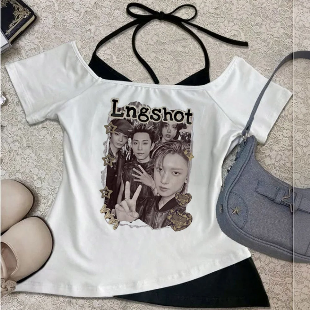 Lngshot Crop-Top für Teenager, Vintage, günstig, süß, Gothic-T-Shirt, günstig, Emo-Party, 2000er-Jahre, Ausverkauf – Detail 1