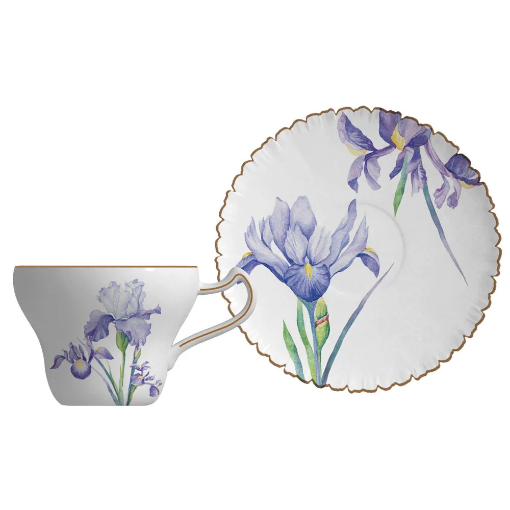 

Nordic ins style European light luxury iris coffee cups and plates, afternoon tea, black tea, ceramic cups and plates