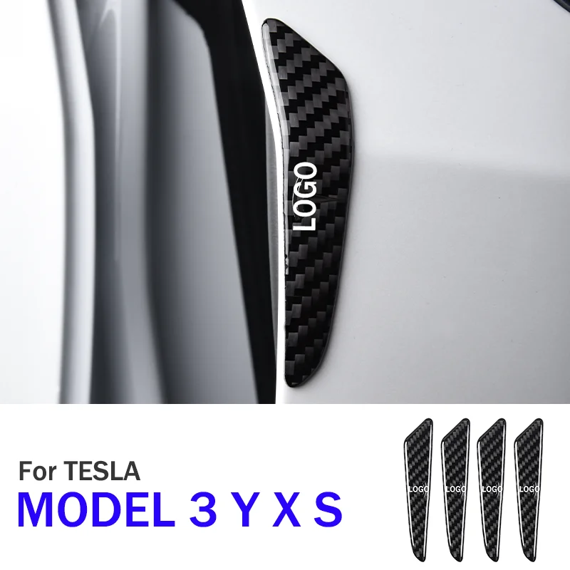 Carbon Fiber Car Door Guard Bumper Edge Corner Strip Sticker For Tesla  Model 3 Y X S Buffer Trim Exterior Protection Accessories