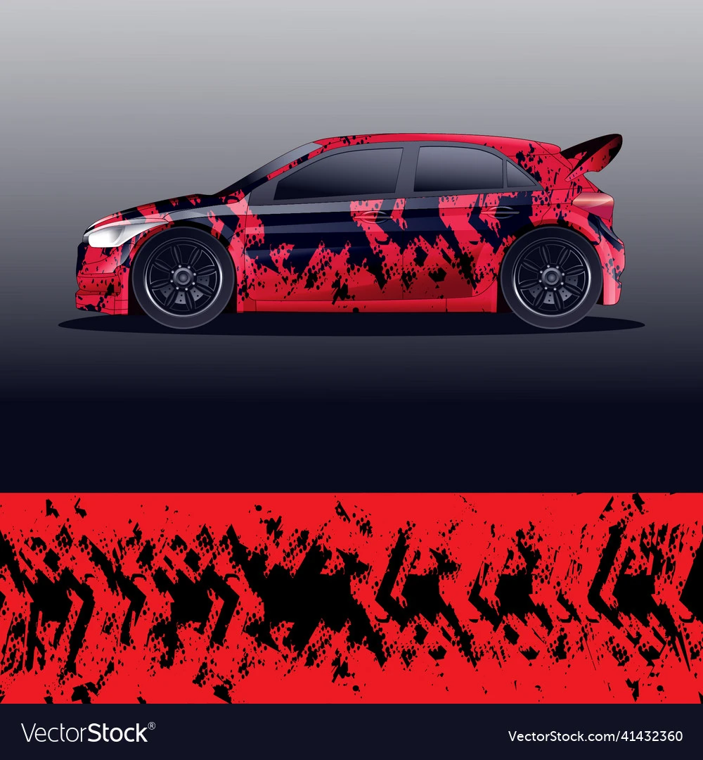 Red Graffiti Print Car Sticker For Universal Large Car Decal Car