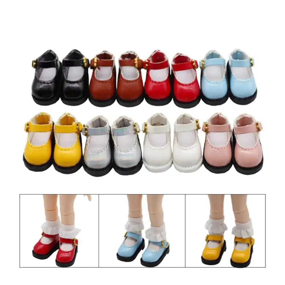 1Pair PU Leather ob11 Doll Sandals Round Toe 2.7*1.3cm 12 BJD Doll PU Shoes Cute Mini OB11 Princess Shoes ob11 Doll