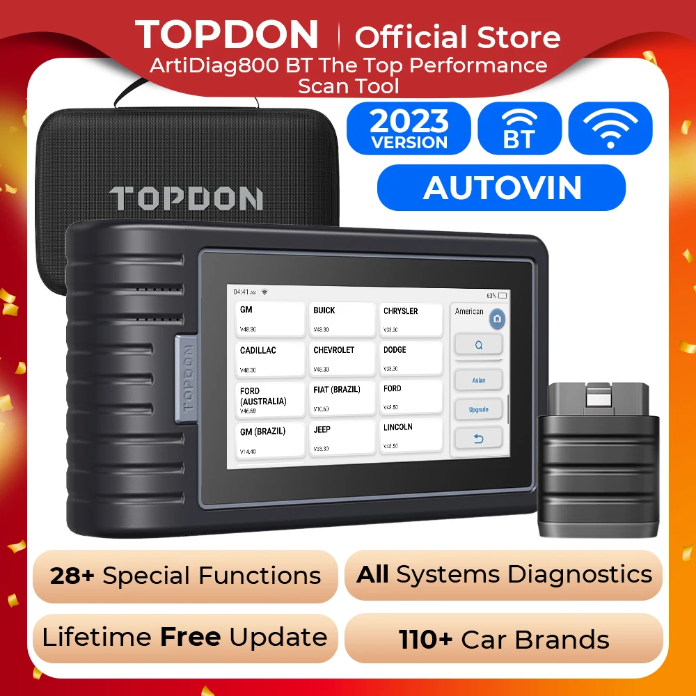Car Scanner TOPDON Artidiag800 BT OBD2 Professional Car Diagnostic Tool Automotive Scanner All System Scan Tool Free Lifetime Upgrade ECU