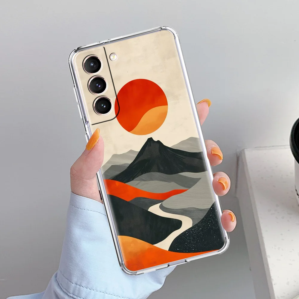 Abstract Mountain Sunrise Line Soft Clear Phone Case Cover