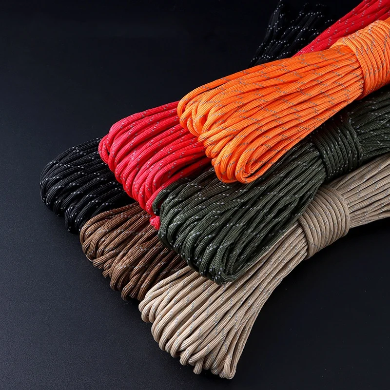 Reflective-Paracord-550-Military-7-Strand-Rope-Tactical-Parachute-Cord ...