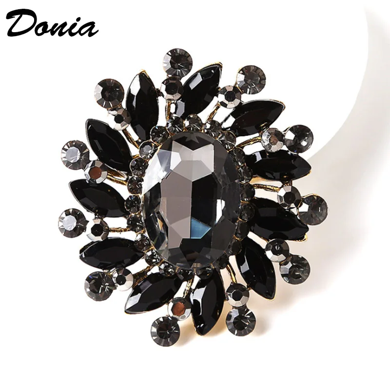 

Donia Jewelry European and American Fashion Flower Alloy Micro-Inlaid Colorful Glass Brooch Luxury Retro Pin