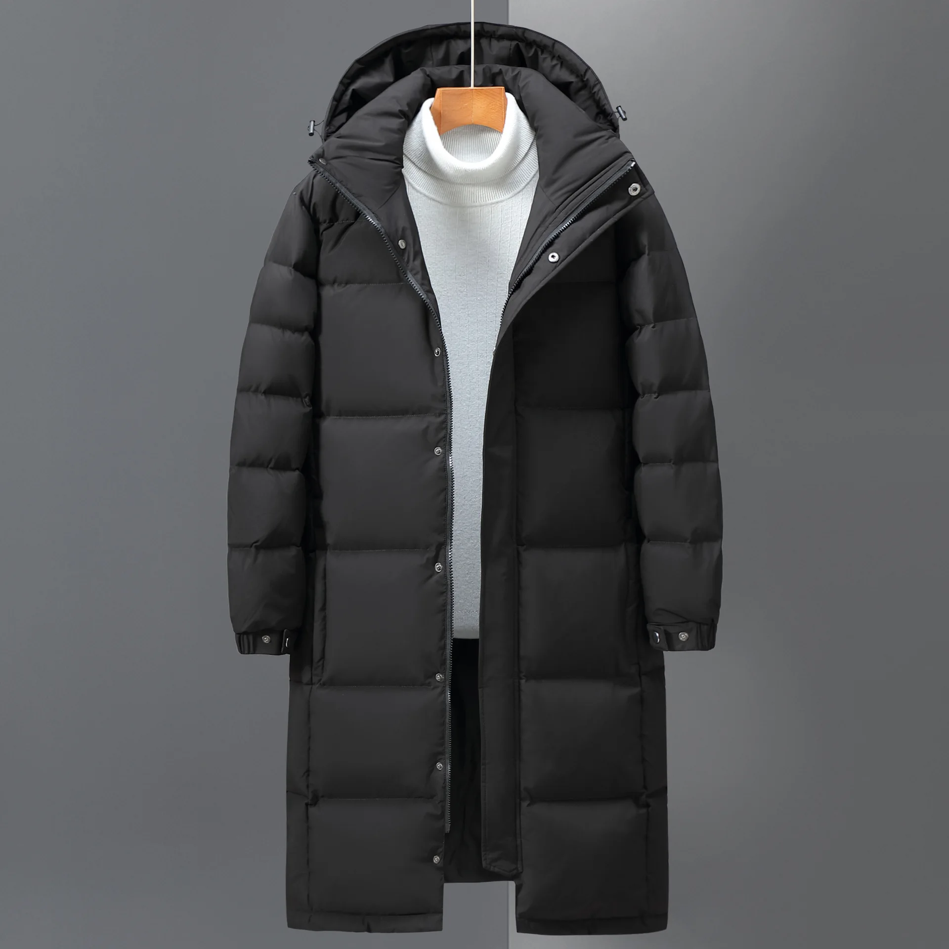 Men Women Winter Long Down Coat New White Duck DownThick(Winter) Keep Warm Fashion Hooded Korean Casual Lovers Coat Down Jacket