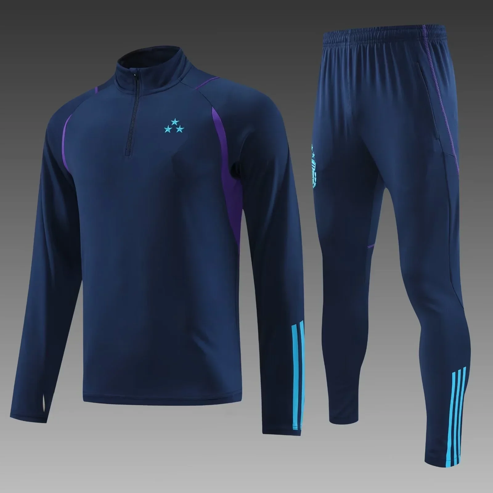 Men Leisure Sports Set American Soccer Training Wear Games Jerseys Argentine Fans Jacket Kit Baseball Top And Trousers