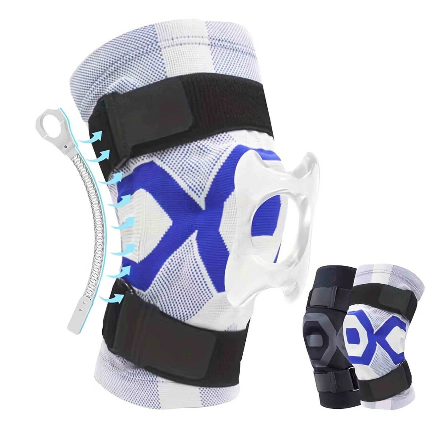 1pc Spring Knee Pad With Dual Straps And Silicone Padding For Enhanced Protection During Sports And Exercise