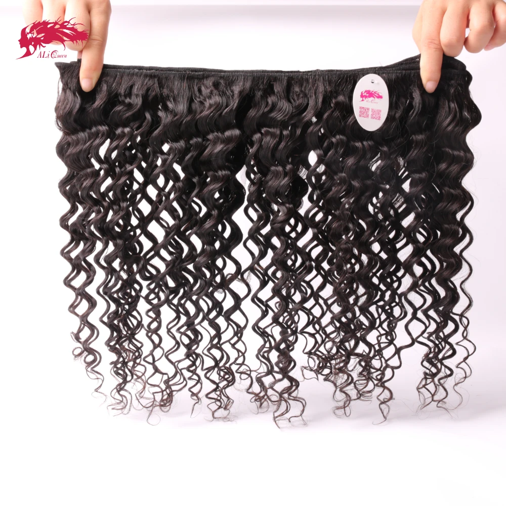 Ali Queen 10A Unprosseded Raw Virgin Hair Bundles 1Pcs Whosales Price 34 36 Inch Brazilian Deep Wave Human Hair Weave 3