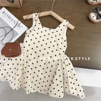Robe d'été à pois pour filles, nouvelle collection, avec nœud, sans manches, style princesse, décontractée, vêtements doux, mode enfant, Vestidos, 2-8 ans 2
