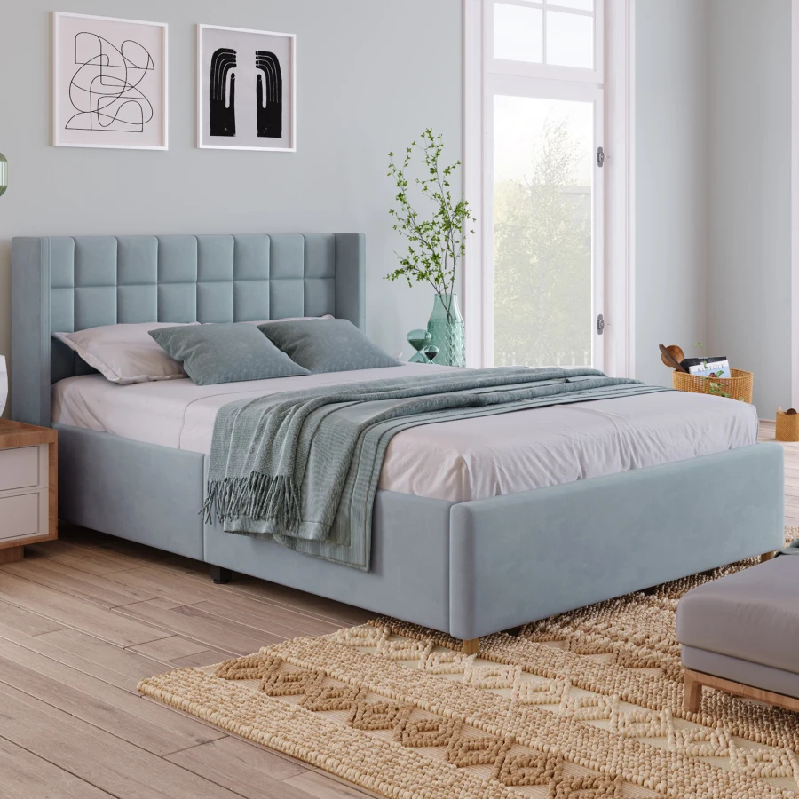 【hy100602】socph bed double WOBOPCG Upholstered double bed 140 x 200 cm, bed 140 x 200