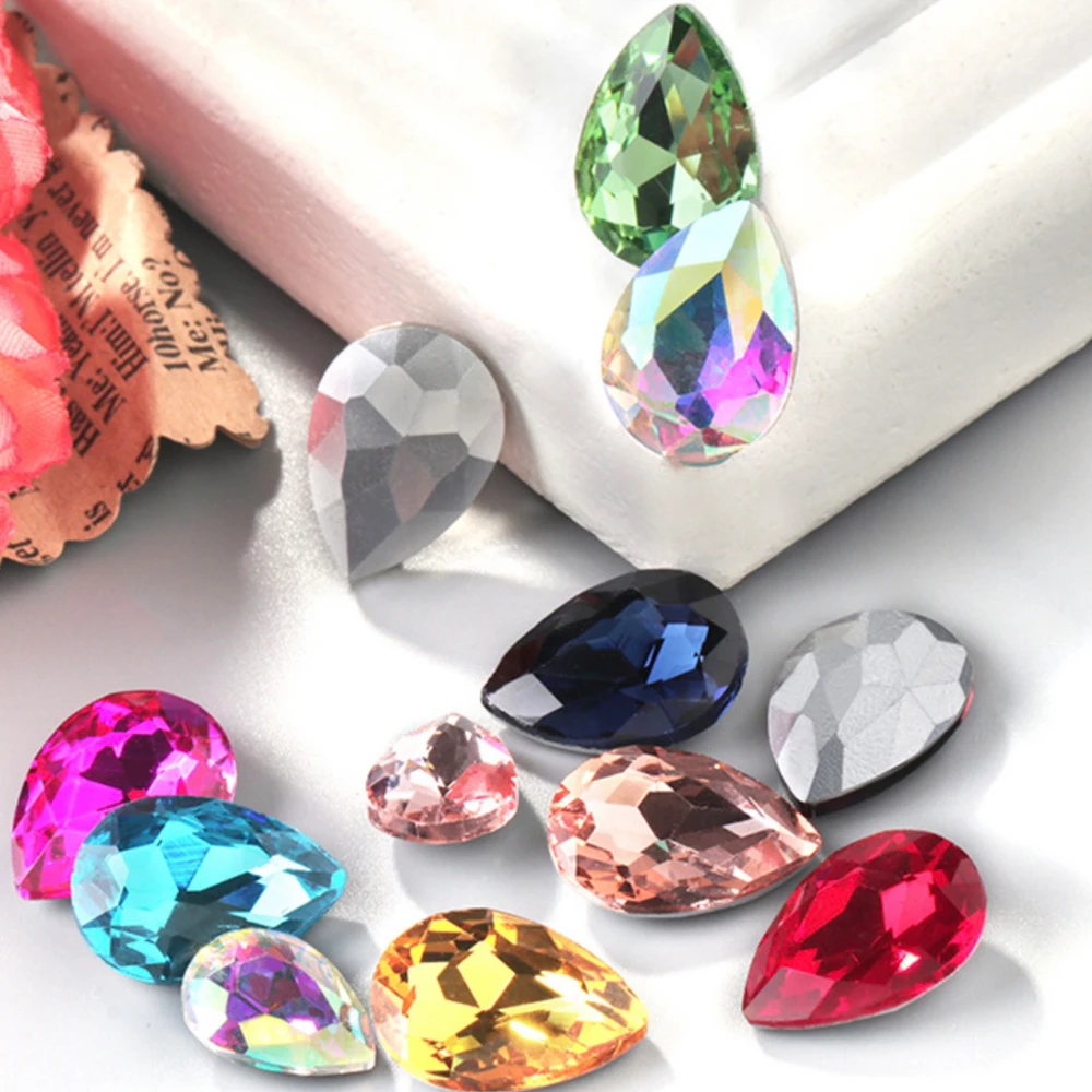 

20 Шт. Кристалл Капля Воды Teardrop Стекло Rhinestone Для Одежды Craft Шарм Ювелирные Изделия 3D Nail Arts Diy Ювелирные Аксессуары