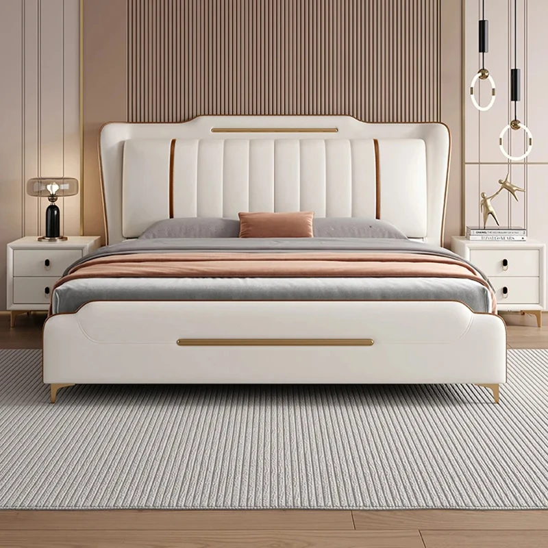 

Высококачественная детская кровать, водонепроницаемая белая кожаная деревянная современная кровать, роскошный дизайн, мебель для спальни