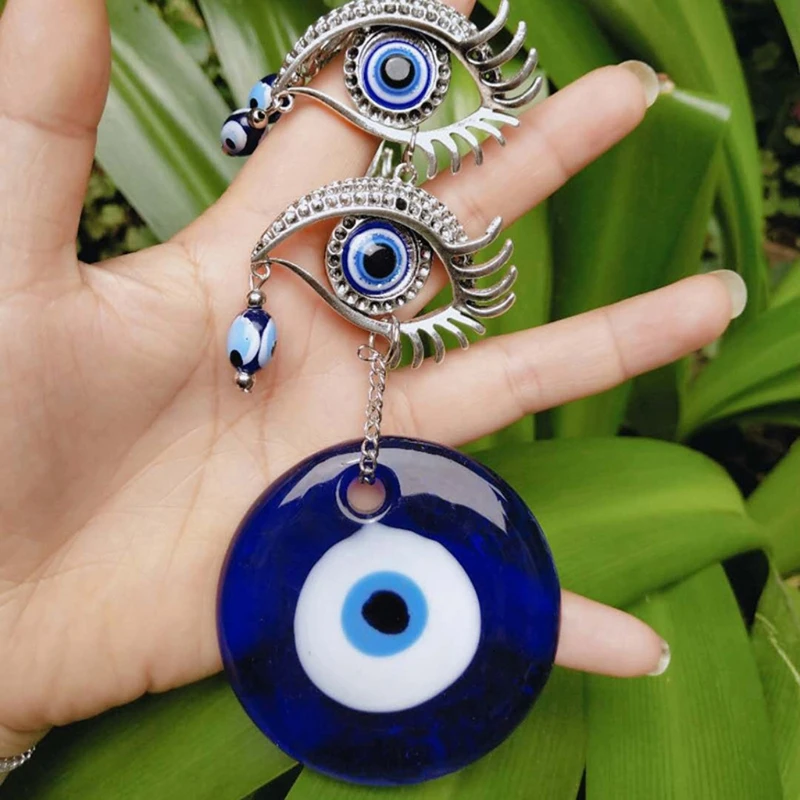 Turkish Blue Evil Eye Chili Tassels Wall Hanging Pendants Amulets Blessing Decor 