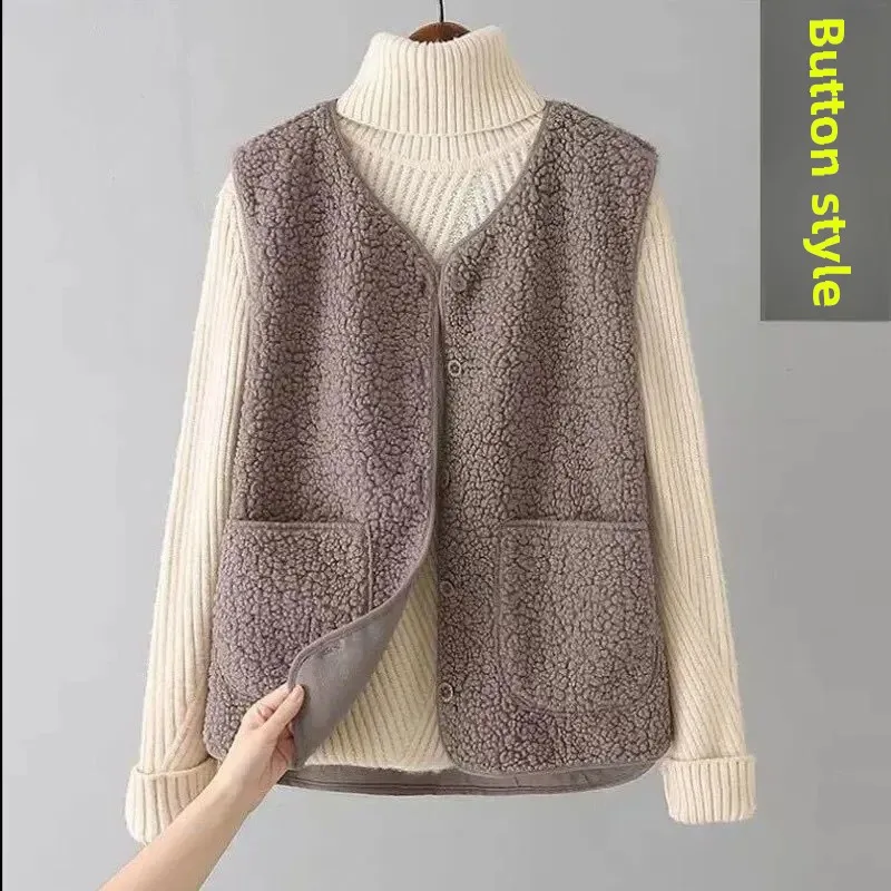 Light camel [button thickened vest]]