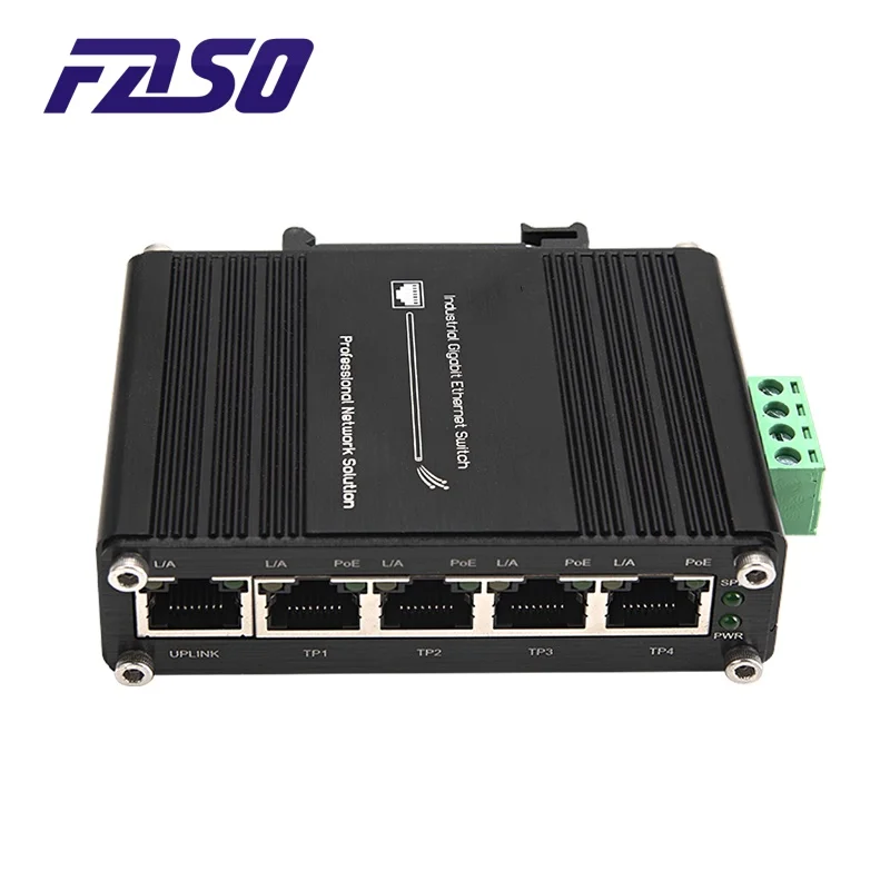 Mini Industrial 5 Port (PoE) Gigabit Ethernet Switch 10/100/1000T Fiber Switch Media Converter Network Switch Unmanaged