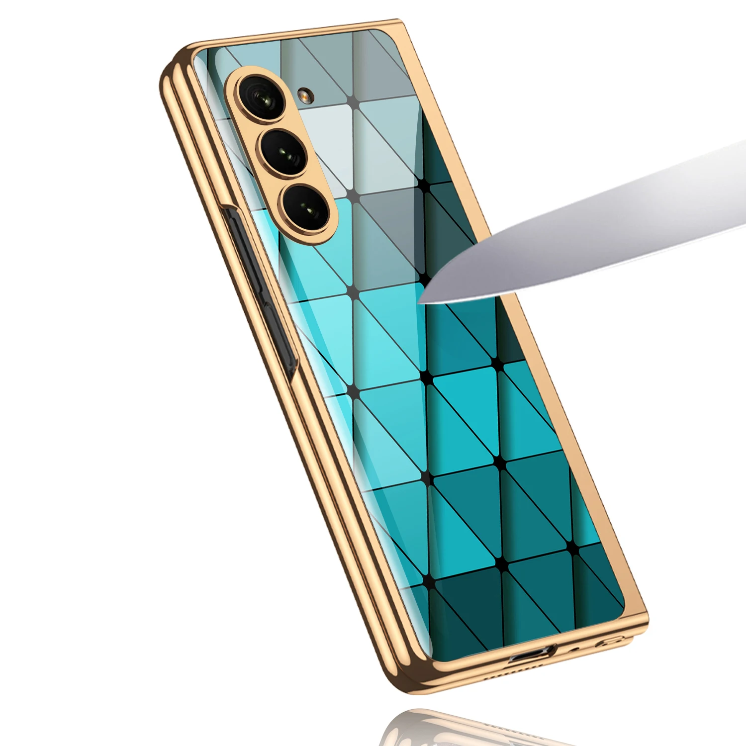 Luxury Plating Screen Glass Case For Samsung Galaxy Z Fold 6 5 Case Back Painted Pattern Glass Plastic Cover For Galaxy Z Fold 6 | Gaffar India