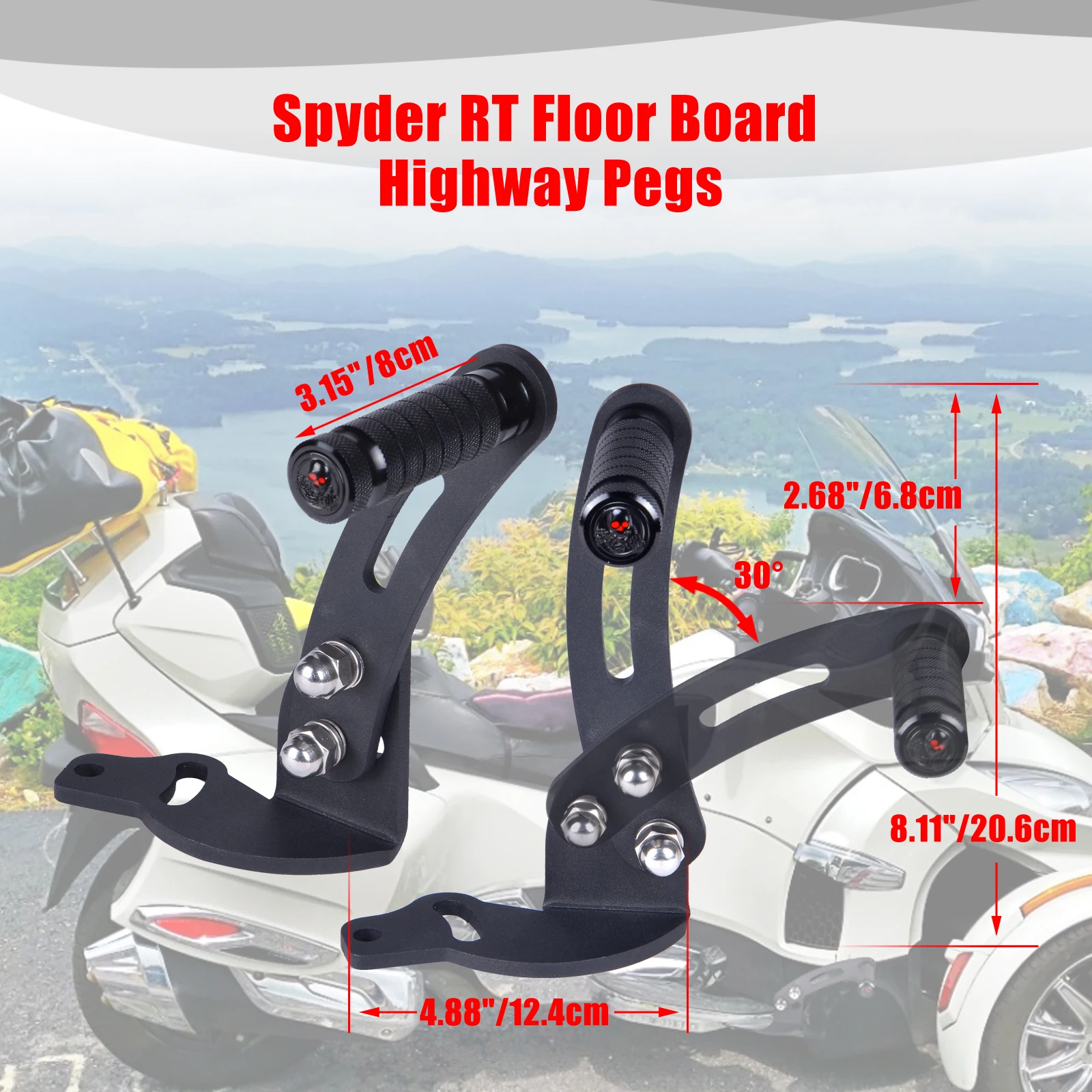 SpyderExtras Adjustable Foot Rests / Highway Pegs For The Can-Am Spyder RT (Pair) (2020 - View #7