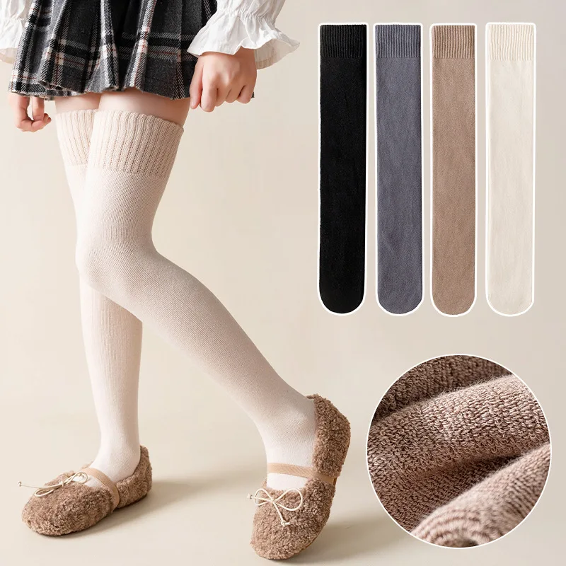 

Thermal Knee-socks Winter Stockings Girls Warm Thicken Plush Long Socks Soft High Over Knee Socks Compression Stockings