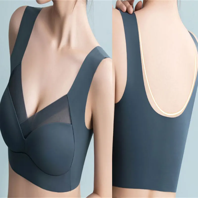 

Top Seamless Women's Bras Large Size Top Support Show Small Comfortable No Steel Ring Underwear Yoga Fitness Sleep Vest