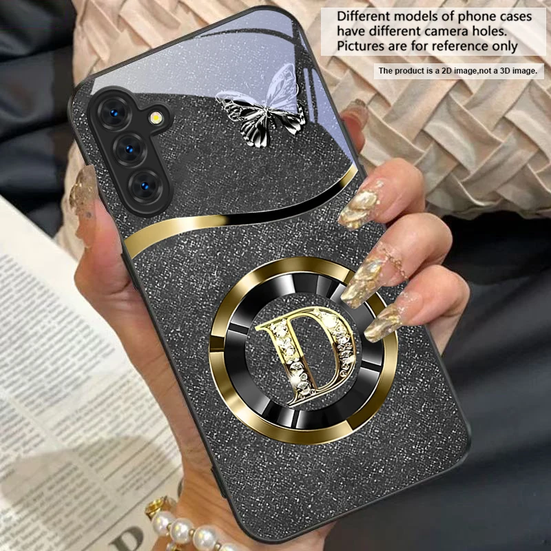 Gold Letter A Badge Glass Phone Case