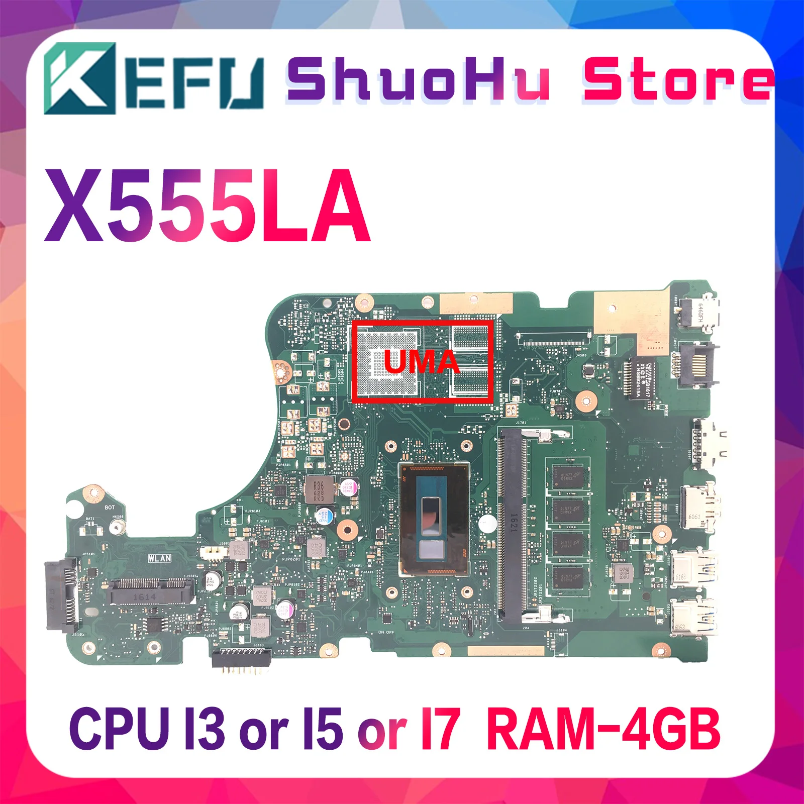 Материнская плата KEFU X555LA X555LAB A555LA K555LA F555LA, материнская плата для ноутбука I3 I5 I7 4-го/5-го поколения 4GB-RAM UMA, материнская плата