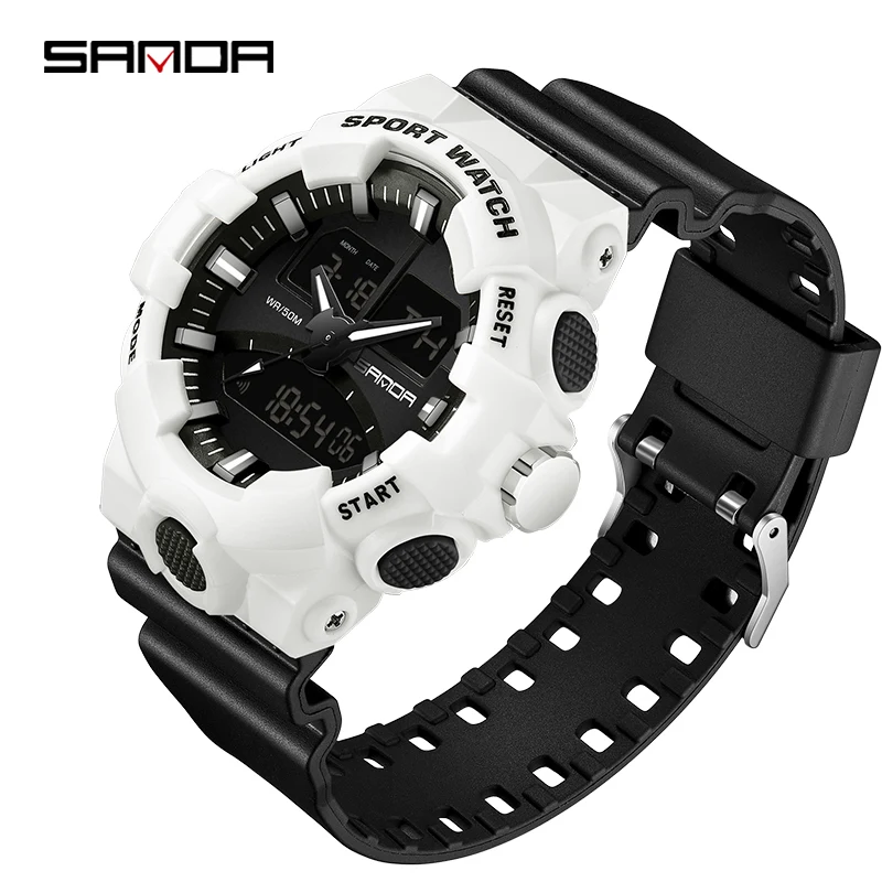 Sanda New 3130 Style Double Digital Men’s Electronic Watch Multi-function Wrist Watch Creative Leisure Watch Relógio Masculino 