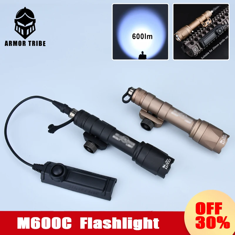 WADSN M600C Flashlight Fit 20mm Rial Offset Adaptive Mount AR15 Airsoft Hunting Lamp Base Tactical Scout Light