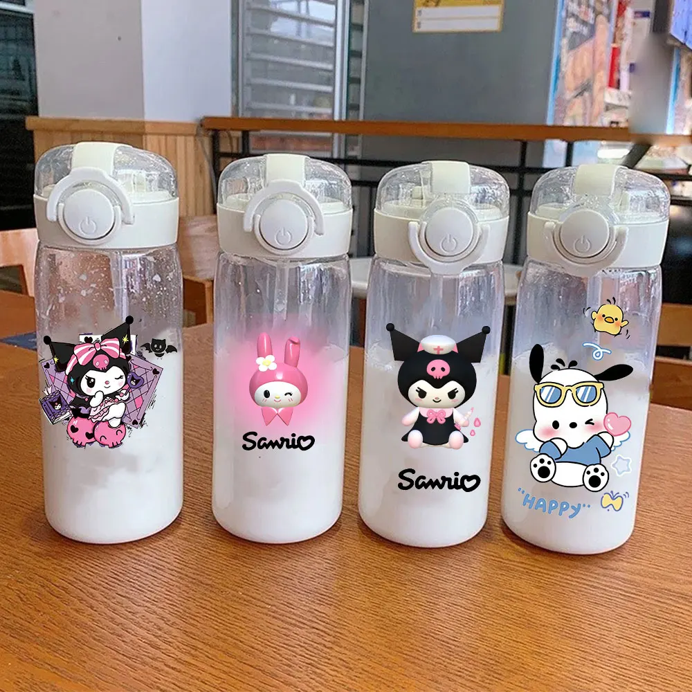 

Бутылки Sanrio, емкость для напитков HelloKitty Kuromi 600 400 мл, Офисная прозрачная портативная бутылка для воды с защитой от падения, материал для ПК
