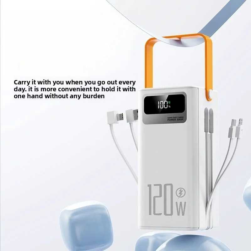 100000mAh 120W 고속 충전 파워 뱅크 대용량 아웃도어 모바일 전원 공급 장치 7개 기기 동시 충전 지원
