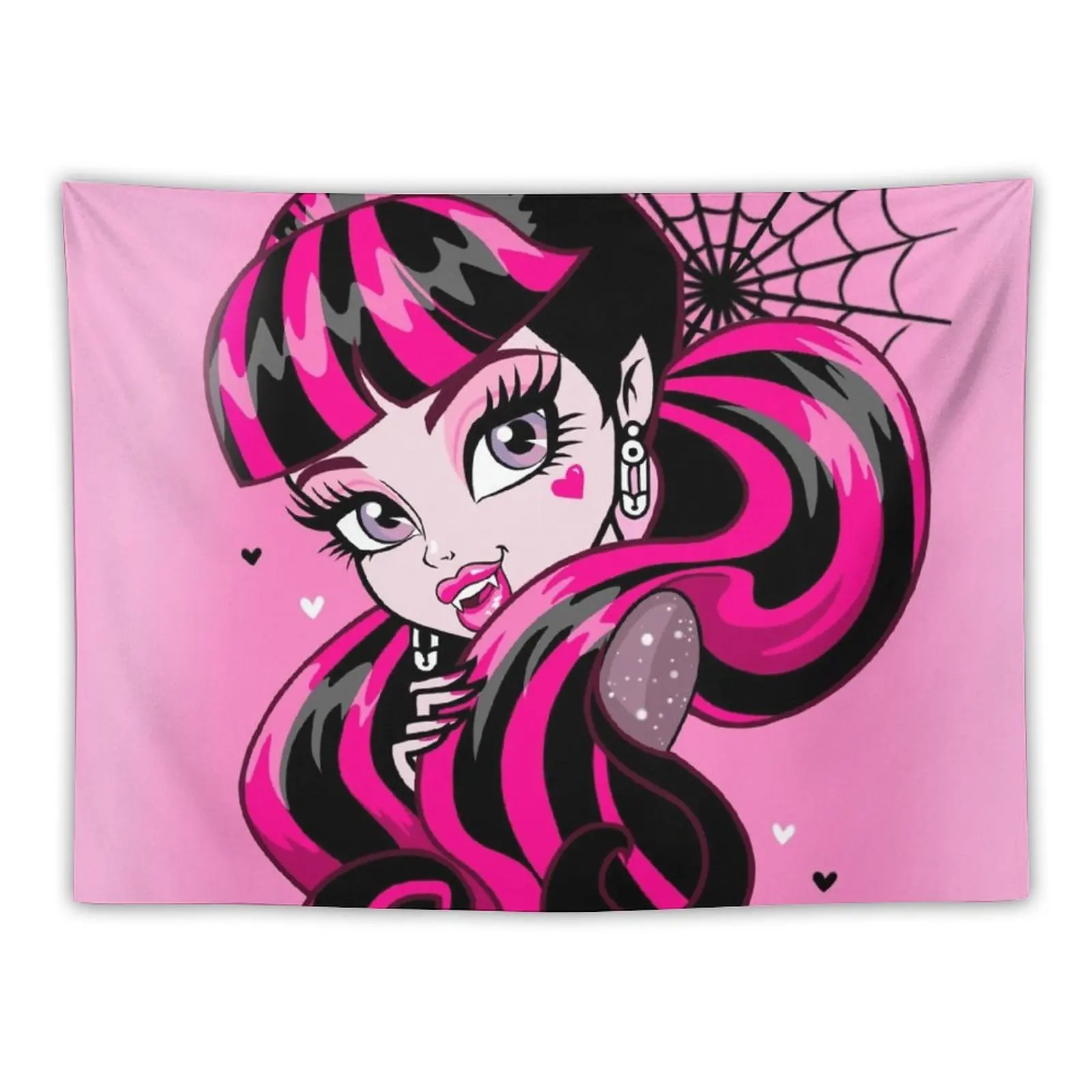 Draculaura Pink Print Tapestry Outdoor Decor Room Design Kawaii Room Decor
