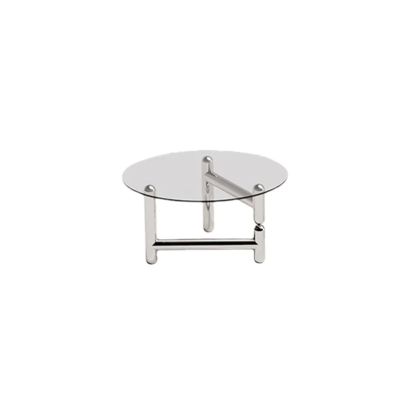 

YY Coffee Table Small Apartment Modern Simple round Glass Stainless Steel Retro