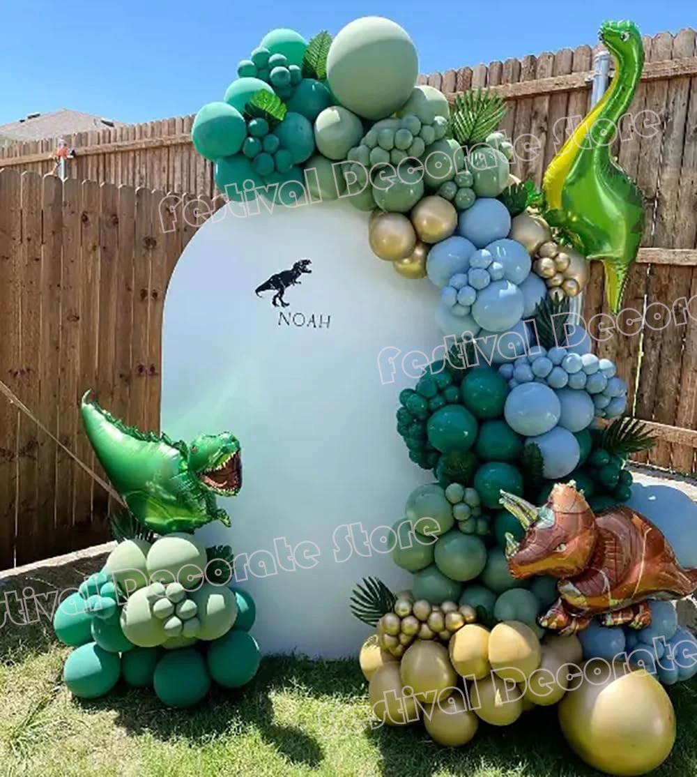 

Safari Jungle Theme Green Blue Balloon Garland Dinosaur Foil Balloon Forest Boys Birthday Baby Shower Wild one Party Decoration