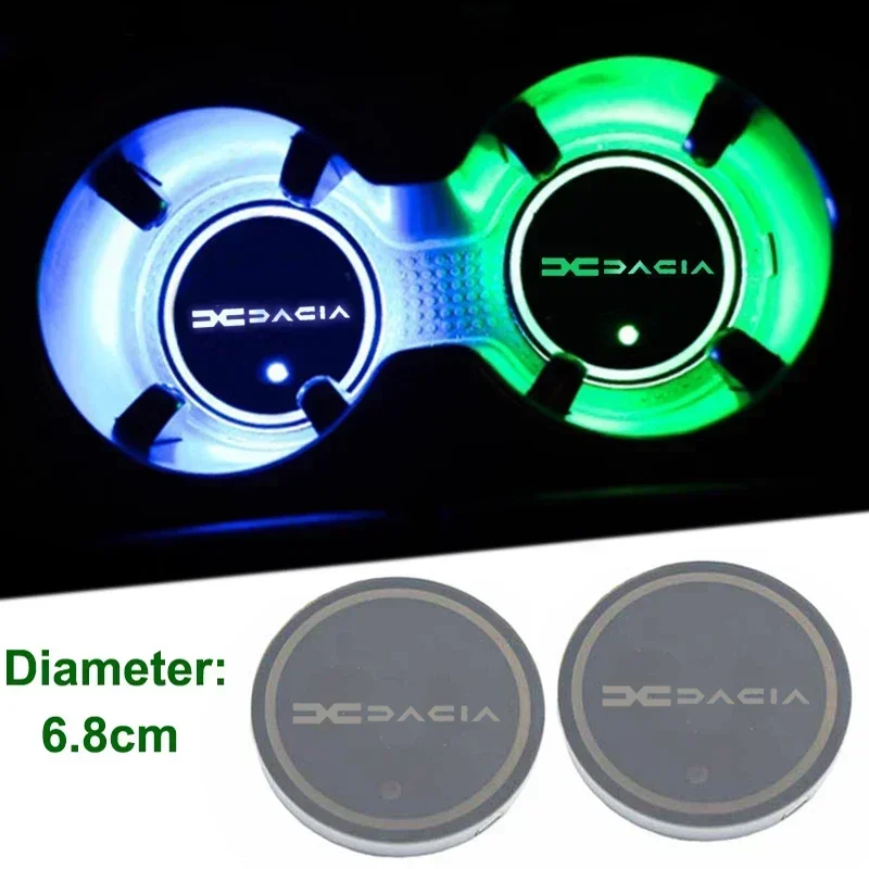 7 Colori Led Car Cup Mat Pad Water Coaster Porta Bevande Per Duster Jogger Lodgy Sandero Logo Decor Lights Interior