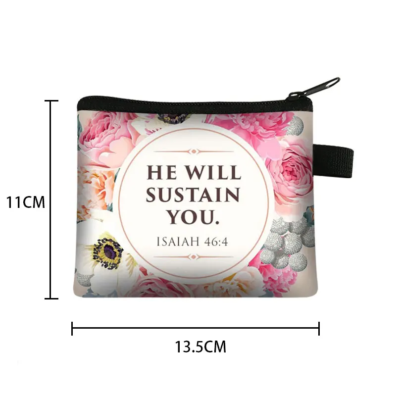 Christian Gift Bible Verse Wallet Women Coin Purse Con Dios Todo Es Posible Money Bag Small Handbag Floral Purses