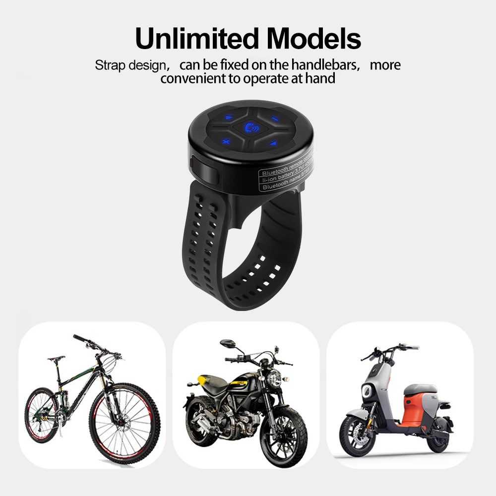 Universal Smart Wireless Remote Control Waterproof Bluetooth 5.0 Media Controller for Helmet Earphone Motorcycle Bike Handlebar