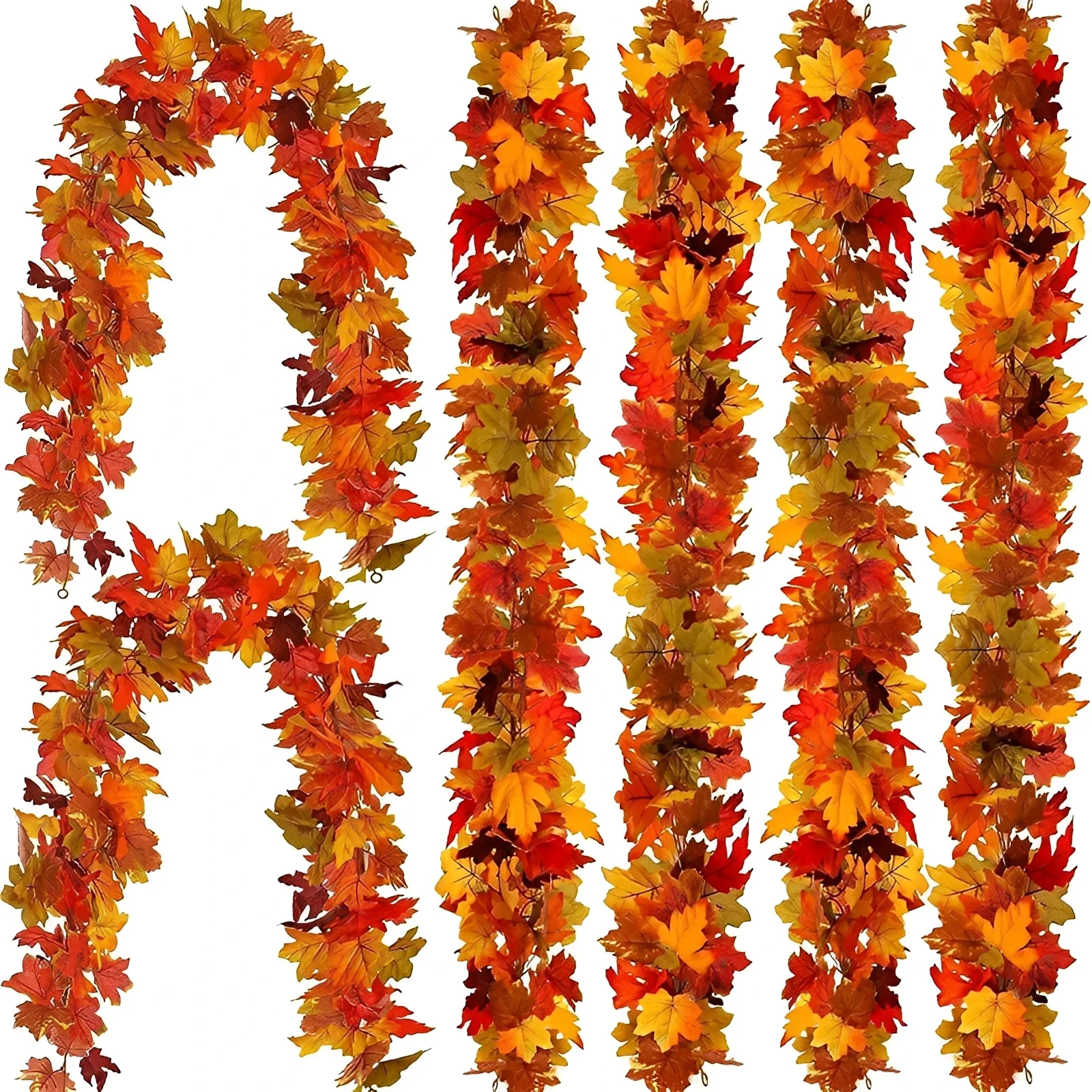 Artificial Plant Artificial Autumn Maple Leaf Wreath Fake Plant Decoration Maple Leaf Vine Home Room Thanksgiving Halloween Wedding Decoration