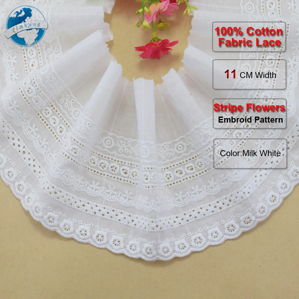 Cotton Embroid Lace Fabric Sewing Dress Ribbon Trim DIY Garment Accessories Womens dresses Lace for crafts#3314 lace ribbon lace fabric lace sewing accessories lace sewing supplies lace accessories lace garment accessories lace decoration clothing craft accessories